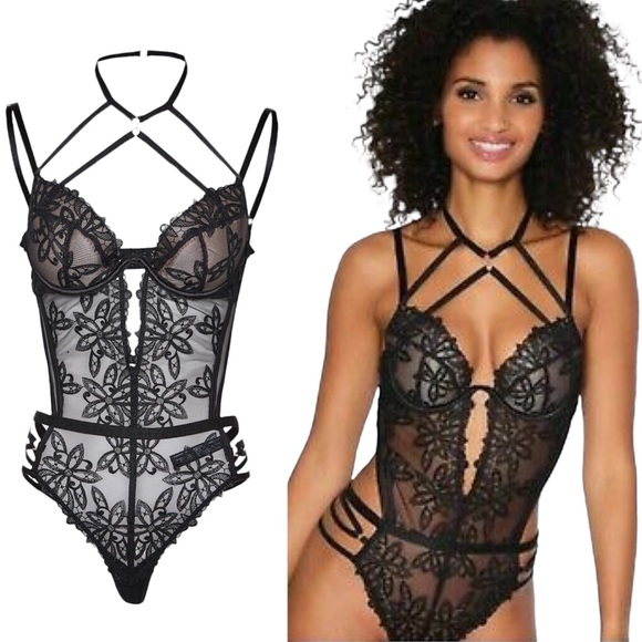 Ann Summers Other - Ann Summers The Fiery Body Teddy Black Lace Choker Strappy Bodysuit Nordstrom